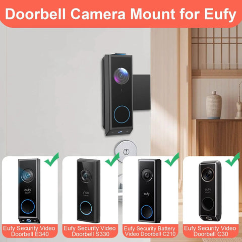 Anti-Theft Video Doorbell Mount For E340 With No Drill Adjustable Bracket And Tamper-Proof Screws on indoor wall