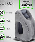 Ergonomic Inflatable Travel Pillow For Planes With Neck Support And Comfy Head Rest For Long Flights Train Rides Or Office Naps