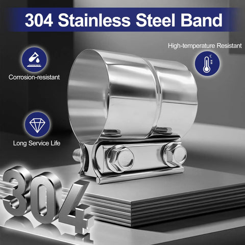 Heavy Duty 3 Inch Exhaust Clamp Kit Fits 3 Inch Od To 3 Inch Id Pipes Lap Joint Band Clamp Stainless Steel 304 on display