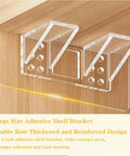 Heavy Duty Peel And Stick Shelf Brackets Large Size Wall Mount Support Pegs 12 Pack No Drill Adhesive Hooks For Masonry Tile Glass Dead Simple Install Rock Solid Hold, clear acrylic brackets mounted on wood.