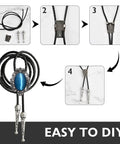 DIY Bolo Tie Making Kit With 3 Braided Leather Cords, 6 Alloy Cord Ends, 3 Iron Bolo Tie Slides, And 3 Classic Color Cords In Black, Gold, And Antique Copper For Crafting Custom Fits From Formal To Casual. 3 black braided cords with alloy ends and iron slides