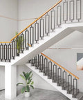 Rock Solid Adjustable Angle Stair Railing Bracket For Balusters And Spindles With Hella Tough Steel Build featured on interior staircase.