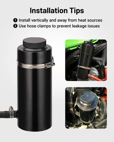 Universal Aluminum Coolant Overflow Tank And Radiator Expansion Bottle 800ML Matte Black With Built In Vents on installation tips.