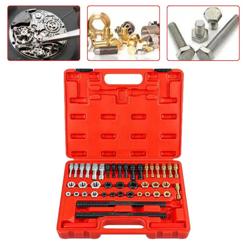 Super Cool 45 Piece Thread Repair Tool Kit That Fixes Stripped Screws Like A Pro, Includes Sturdy Alloy Taps And Dies With Handy Storage Box For Any Auto Or Diy Job. Red 45-piece alloy thread repair kit in storage case