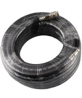 Heavy Duty 15 Meter Pneumatic Air Hose Kit For Garage Pros Features 900 PSI Max High Pressure Rating With Flexible Reinforced Rubber Design That Handles Hot Cold Temps And Delivers Rock Solid Reliability For Daily Shop Work And Inflation Jobs., coiled black rubber air hose with metal couplers