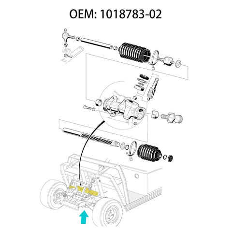 Diagram of Club Car Steering Gear Box Assembly For DS Carryall Turf Golf Carts 1984 To 2004 Replacement Part OEM 101878302