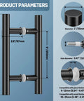 Diagram of Beefy Stainless Steel Back To Back Shower Door Handle For Glass And Barn Doors 12 Inch Length Double Sided Push Pull dimensions