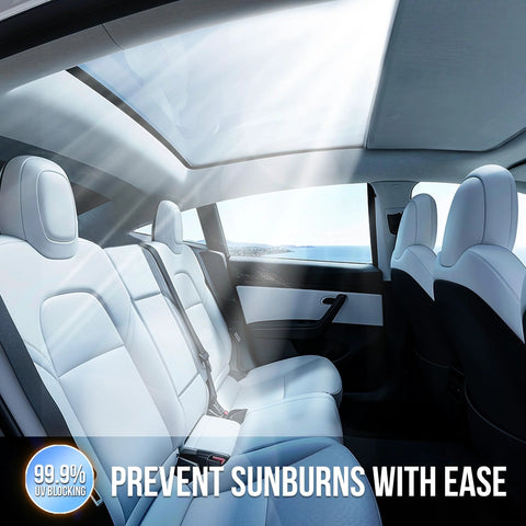 Installed Magshade sunshade for Tesla Model Y panoramic glass roof