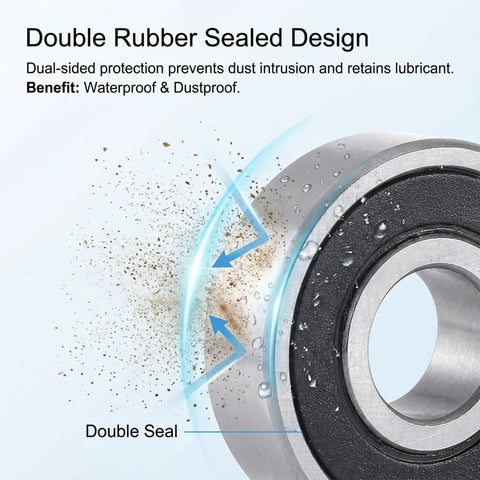 Close-up of 10-Pack 608-RS Ball Bearings With Double Rubber Seals For Skateboards Inline Skates Scooters Roller Blades And Longboards, Pro