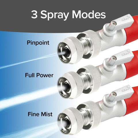 Pocket Hose 50 ft Silver Bullet 2.0 expandable garden hose with three spray modes: pinpoint, full power, fine mist