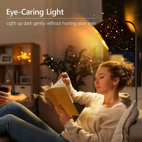 LED Floor Lamp With Linen Shade Tall 67 Inch Standing Lamp Adjustable Gooseneck Modern Reading Light For Cozy Living Room