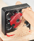 Top Shelf Adjustable Dowel Maker Jig Kit featuring slick anodized aluminum build and razor sharp carbide blades in action.
