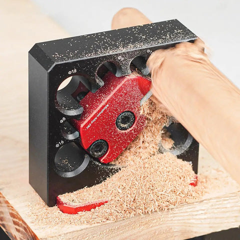 Top Shelf Adjustable Dowel Maker Jig Kit featuring slick anodized aluminum build and razor sharp carbide blades in action.