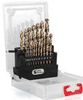 Drill bit set, M35 cobalt HSS twist bits, 1–10 mm, 19 pcs in clear plastic case (Wild Bossy).