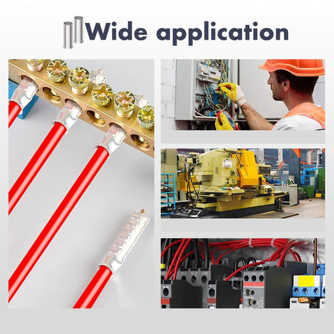 300 Piece Wire Ferrules Kit For 16 To 2/0 AWG Cables Non Insulated Pure Copper Crimp Connectors in various applications