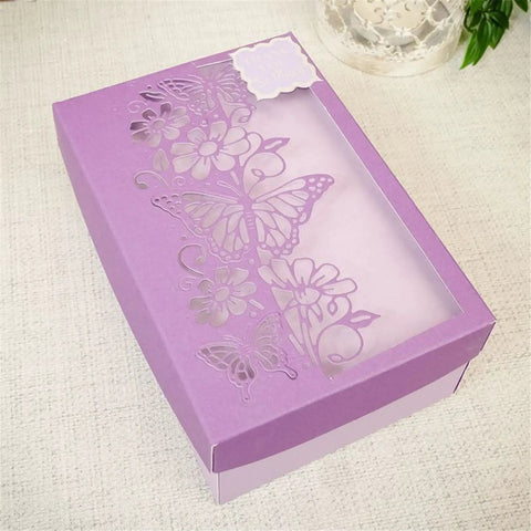 Butterfly Flower Scrapbooking Die Cuts For Card Making And DIY Album Decor Christmas Metal Cutting Dies on purple box