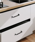 Oil Rubbed Bronze Cabinet Pulls 5 Inch 10 Pack Kitchen Cabinet Hardware installed on white kitchen drawers