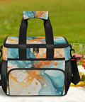 Insulated Picnic Backpack Lunch Bag For Women And Men Large 12x8.7x10 Inch Tote Portable Food Cooler Abstract Art design outdoor