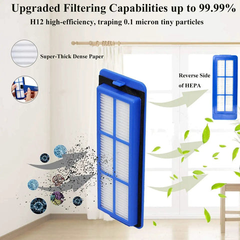Replacement Parts Kit For Eufy Robotic Vacuums H12 filter showing filtration efficiency and dense paper material