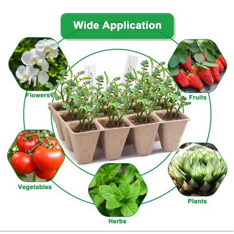 10 Pack Seedling Starter Trays With 120 Cells Biodegradable Germination Trays Plant Starter Peat Pots For Seedlings on display