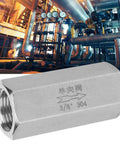 Stainless Steel One Way Check Valve For Gas Oil Water Plumbing With BSPP Female Thread Three Eighth Inch Hex Body Heavy Duty