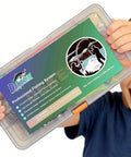 Excited child holding Starter Bass Fishing Tackle Kit For Kids And Beginners With 75 Pieces No Junk Fillers Lures