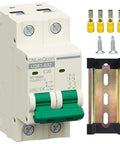 20 Amp DC Solar Breaker Miniature Circuit Breaker Solar Disconnect Switch 1000V DC and 400V AC 2 Pole MCB with accessories