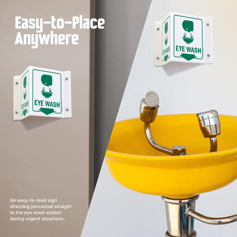 Eye Wash Safety Sign Projecting Sign 5 By 6 Inch Acrylic Built Tough With 180 Degree Visibility For First Aid Station And Workplace Perfect For Labs Shops Schools And Safety Signage At Doorways
