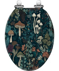 Toilet Seat Elongated Resin for Bathroom Replacement featuring colorful mushroom and floral design, suitable for standard elongated toilets.