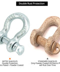 Beefy Five Sixteenth Inch Anchor Shackle Set With Alloy Screw Pin Forged Carbon Steel Ten Pack D Ring Shackles Three Quarter Ton Working Load Limit For Lifting And Rigging, rust protection comparison