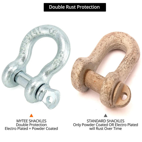 Beefy Five Sixteenth Inch Anchor Shackle Set With Alloy Screw Pin Forged Carbon Steel Ten Pack D Ring Shackles Three Quarter Ton Working Load Limit For Lifting And Rigging, rust protection comparison