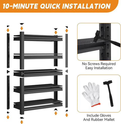 Heavy Duty Garage Shelving Unit 72 Inch Tall With 3000 Lbs Capacity 5 Tier Adjustable Metal Storage Shelves Installation Guide