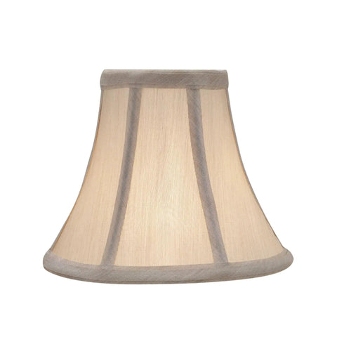 Beige Faux Silk Bell Clip On Chandelier Shade With Brass Fitter, 3 In Top, 6 In Bottom, 5 In Slant, 40W Max Bulb, Set Of 9