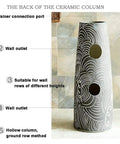 Back view of Super Slick Ceramic Vessel Sink With Dope Retro Pedestal Design showing drainer port and wall outlets.