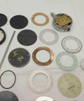 Top Shelf Bulk Lot Of Precision Dial Test Indicator Spare Parts And Hardware Kit For Industrial Mechanics Featuring Metric And Imperial Gauge Sets components, various dials and washers.