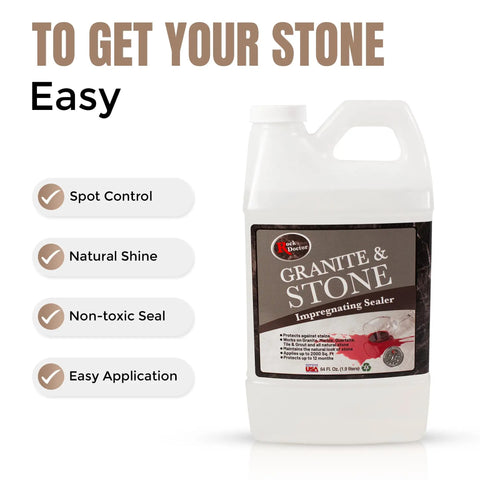 64 Oz Impregnating Stone Sealer All In One With Stain Guard For Granite Marble Quartzite Tile And Grout, easy application.