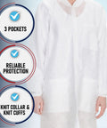 Disposable White Lab Coat With Pockets Knee Length For Men And Women Unisex Medical Wear for hospitals and clinics