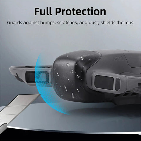 Close-up view of Drone Lens Cover Set For DJI NEO 2, gimbal protector cap showing anti-scratch dustproof protection on drone lens.