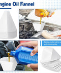 50 Pack Disposable Paper Oil Funnels, 10 Oz Capacity, Large Engine Oil Change Cones For Gas Cars, Single-Use Dispensers