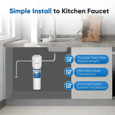 Under Sink Water Filter Replacement For WFS5300A Ultra High Capacity, 22,000 Gallons installed under kitchen sink