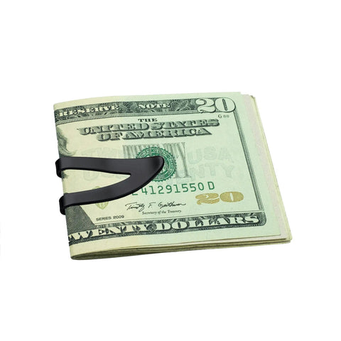 Personalized Engravable V Shaped Money Clip Card Holder For Men Black Plated Stainless Steel EDC Essential Gift For Him Dad Customizable
