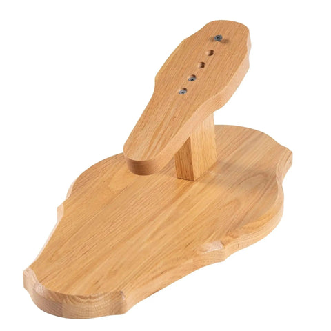 Dope Solid Oak Skull Display Kit For Table Or Wall Mount, Reversible Euro Style Display Shelf, oak wood, angled view