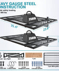 Beefy Heavy Duty Garage Wall Shelves Two Pack 2 By 3 Feet 500 Pound Load Capacity Wall Mounted Storage Racks with hooks diagram