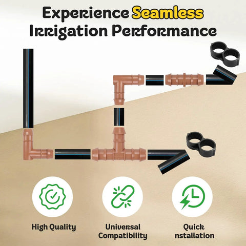 Drip Irrigation Barbed Elbow Fittings, 25 Pack, Half Inch Tubing, 90 Degree Corner Connectors For 17 Mm ID Drip Lines installation diagram