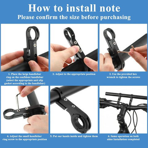 Installation guide for 11.81 Inch Aluminum Bike Handlebar Extender Mount Bar Riser For All Bikes And Scooters Fits 0.875 To 1.26 Inch Bars