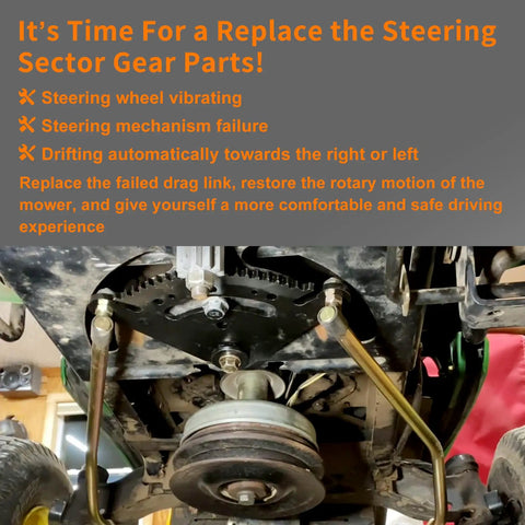 John Deere Steering Sector Drag Link Kit For Lawn Tractors Durable Replacement For LA100 Through LA175 X130R X165 And D Series Easy Install Keeps Steering Precise And Responsive In Rough Conditions installed on mower steering sector