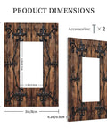 Decorative Outlet Covers 1 Gang Rocker Wall Plate With Vintage Brown Wood Barn Door Look And Antique Bronze Hardware For Farmhouse Decor Boss Vibe Choose From Marble Texture Eucalyptus Ocean Starfish And More, showing dimensions and side view.