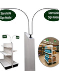 Game Changing Curved Gondola Shelf Double Side Magnetic Base Sign Holder Rack Retail Store Aisle Walkway Section markers displaying Coffee and Bread.