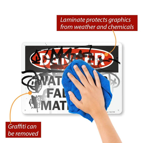 Danger Watch For Falling Material Aluminum Sign 10x14 Heavy Duty Outdoor Metal Safety Sign Black Red On White Durable Rustproof Exterior Built To Last Tough As Nails For Industrial Use