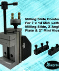 Heavy Duty Mini Lathe Milling Slide Combo Kit With Precision Ground Z Angle Plate And Top Shelf Two Inch Steel Vise